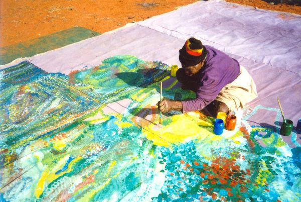 Emily painting at Utopia